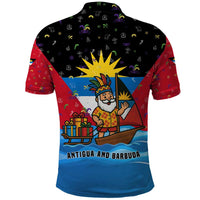 Antigua and Barbuda Christmas Polo Shirt with Santa Sailboat Island Flag and Tropical Gift Design - Wonder Print Shop