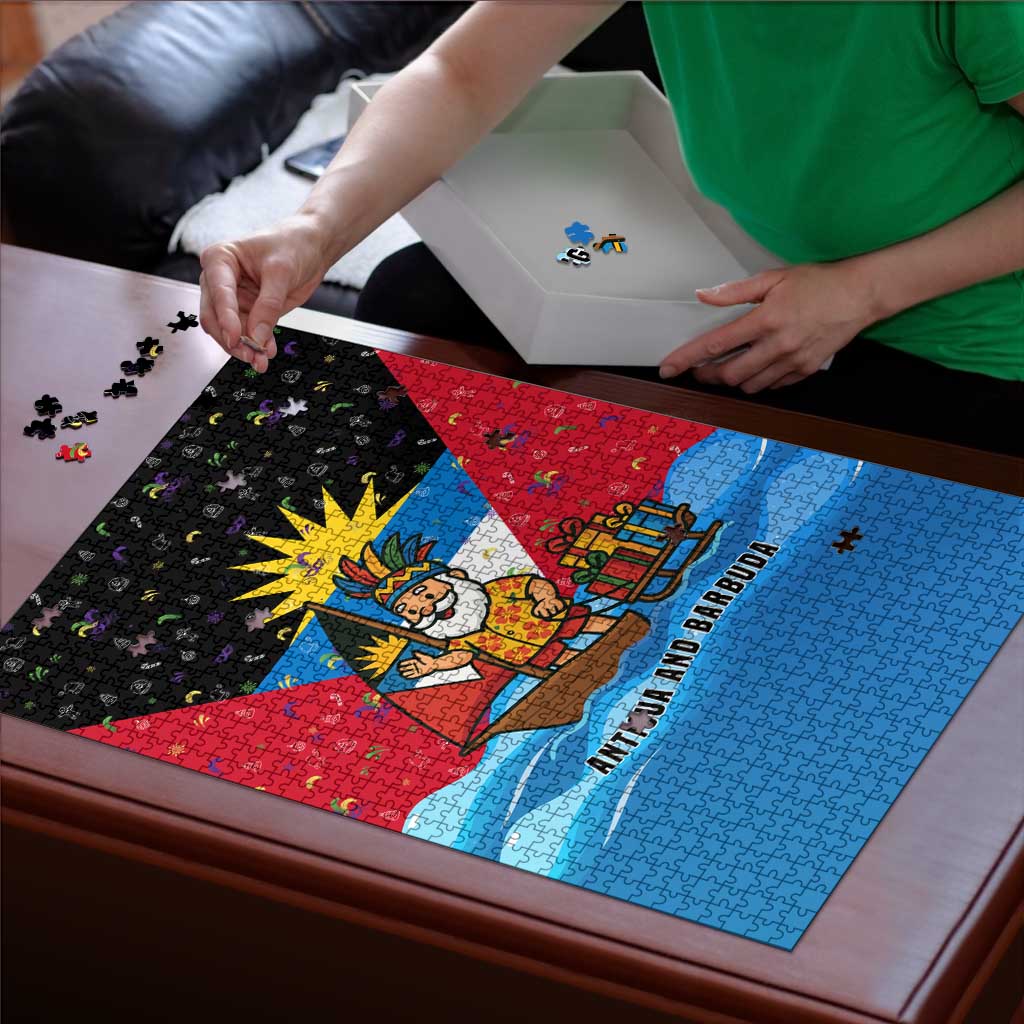 Antigua and Barbuda Christmas Puzzle with Santa Sailboat Island Flag and Tropical Gift Design - Wonder Print Shop