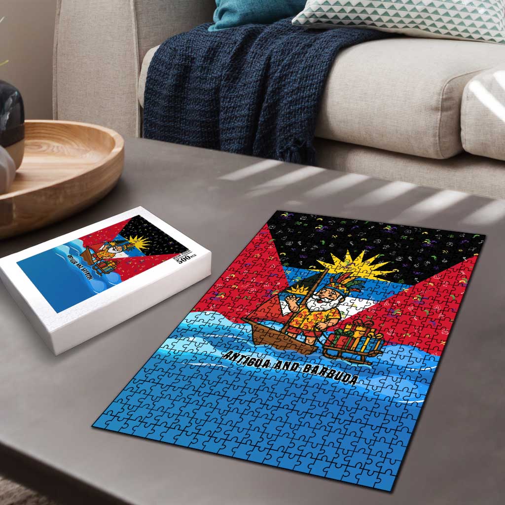 Antigua and Barbuda Christmas Puzzle with Santa Sailboat Island Flag and Tropical Gift Design - Wonder Print Shop
