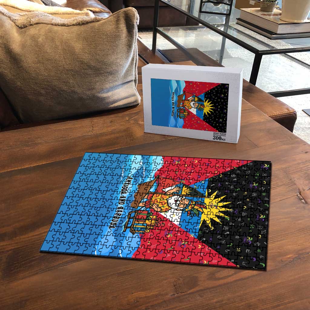 Antigua and Barbuda Christmas Puzzle with Santa Sailboat Island Flag and Tropical Gift Design - Wonder Print Shop