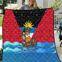 Antigua and Barbuda Christmas Quilt with Santa Sailboat Island Flag and Tropical Gift Design - Wonder Print Shop