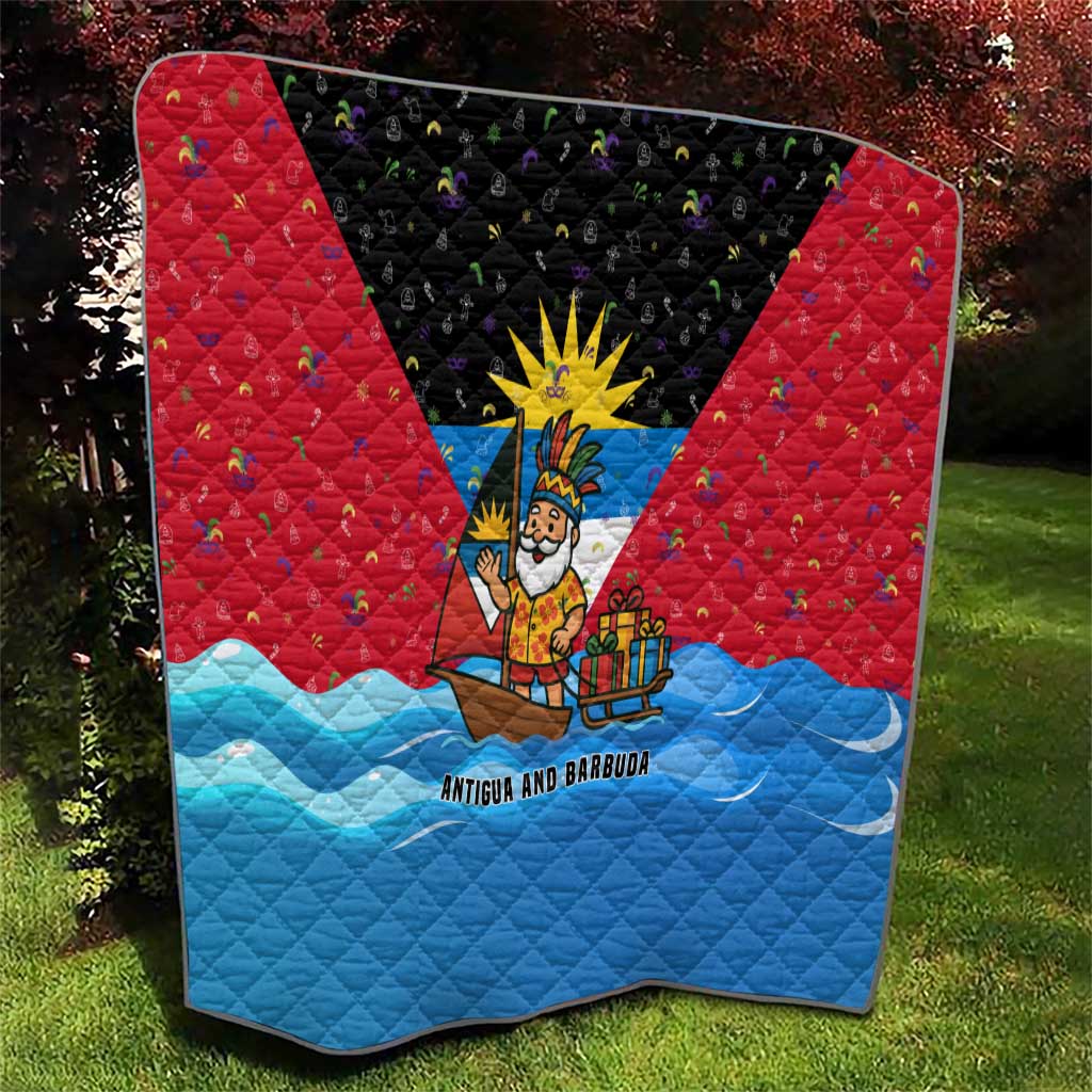 Antigua and Barbuda Christmas Quilt with Santa Sailboat Island Flag and Tropical Gift Design - Wonder Print Shop