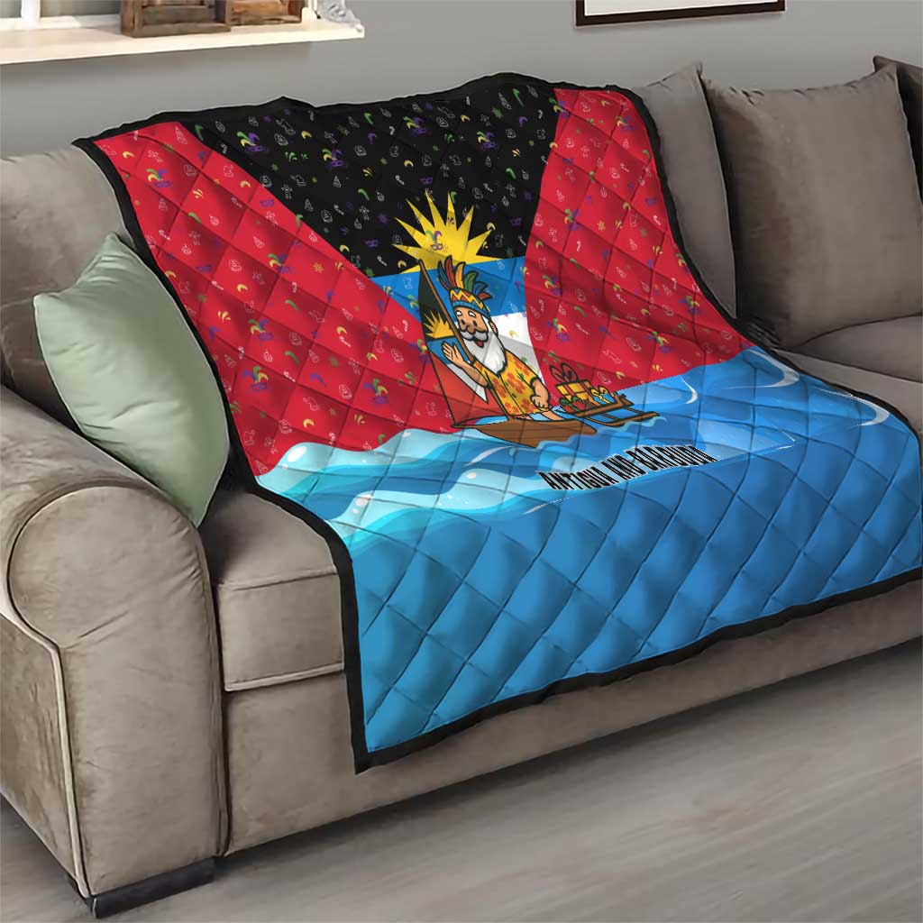 Antigua and Barbuda Christmas Quilt with Santa Sailboat Island Flag and Tropical Gift Design - Wonder Print Shop