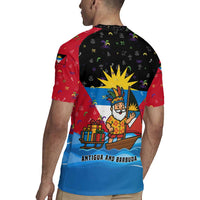 Antigua and Barbuda Christmas Rugby Jersey with Santa Sailboat Island Flag and Tropical Gift Design - Wonder Print Shop