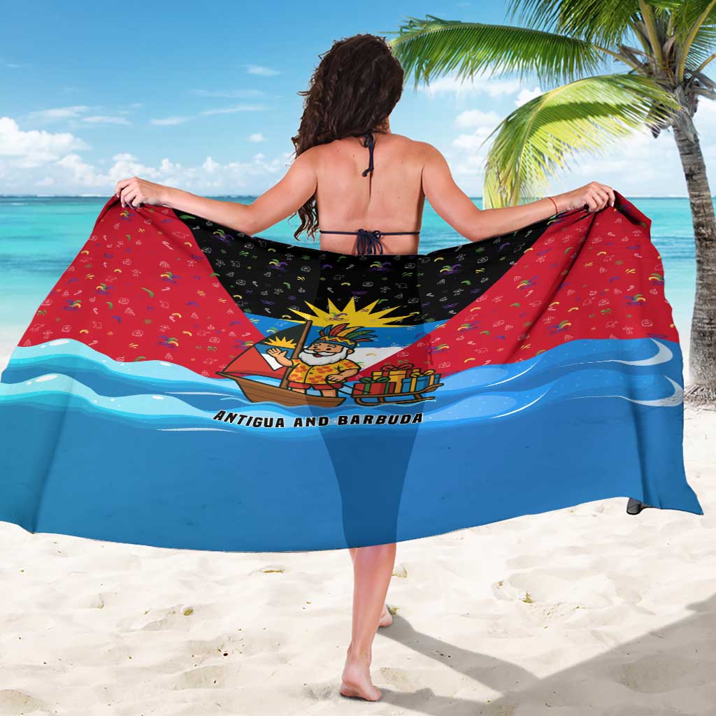 Antigua and Barbuda Christmas Sarong with Santa Sailboat Island Flag and Tropical Gift Design - Wonder Print Shop