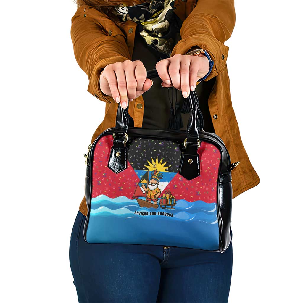 Antigua and Barbuda Christmas Shoulder Handbag with Santa Sailboat Island Flag and Tropical Gift Design - Wonder Print Shop
