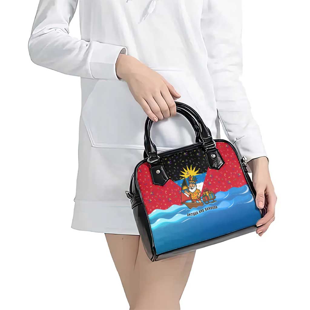 Antigua and Barbuda Christmas Shoulder Handbag with Santa Sailboat Island Flag and Tropical Gift Design - Wonder Print Shop