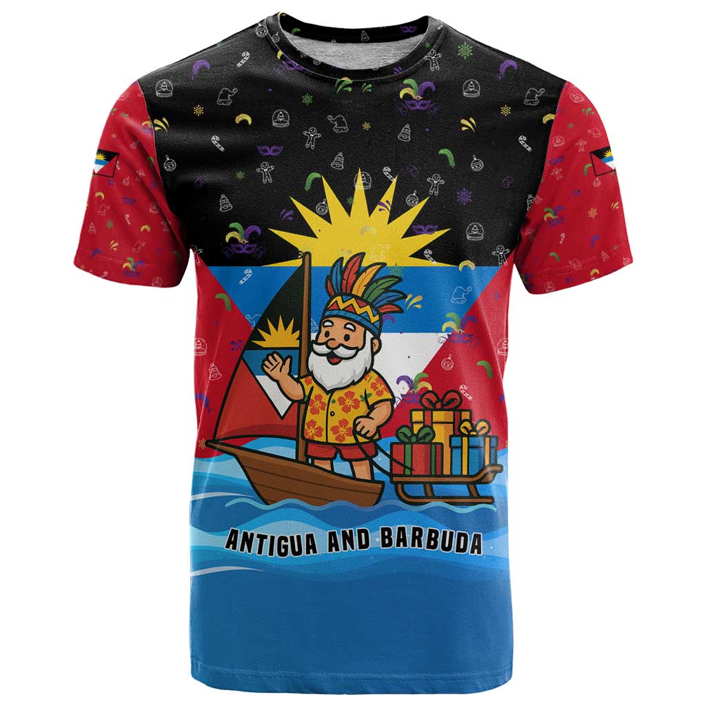 Antigua and Barbuda Christmas T Shirt with Santa Sailboat Island Flag and Tropical Gift Design - Wonder Print Shop