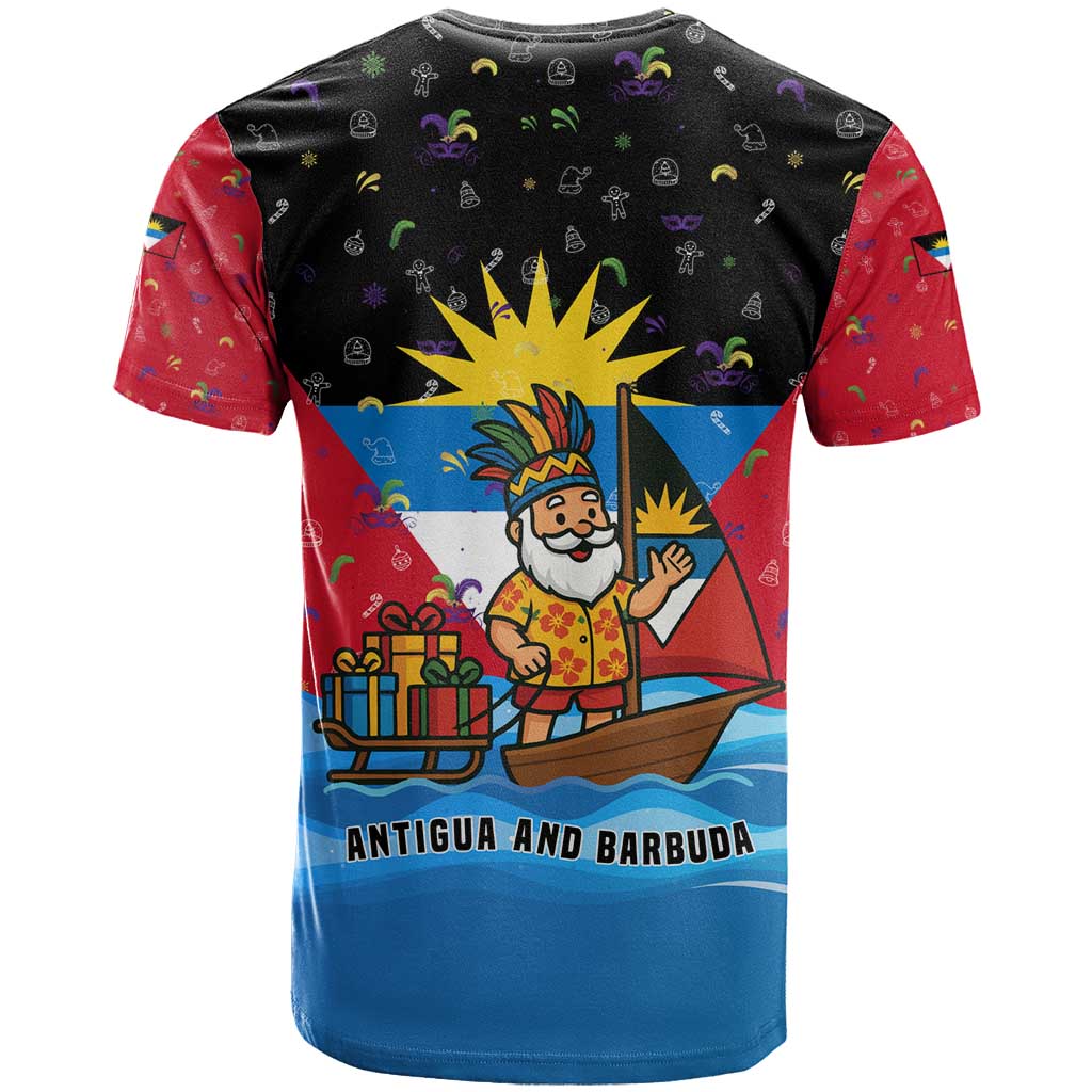 Antigua and Barbuda Christmas T Shirt with Santa Sailboat Island Flag and Tropical Gift Design - Wonder Print Shop