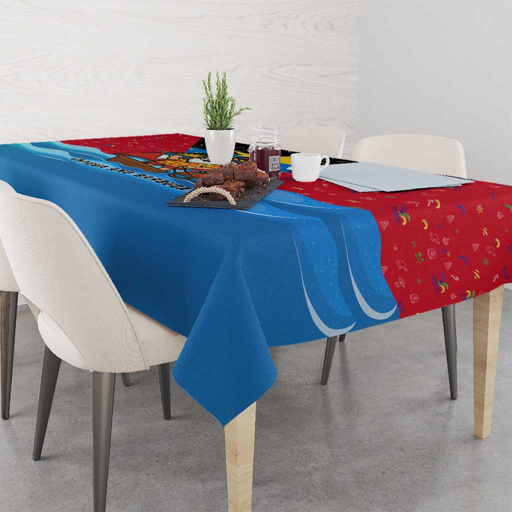 Antigua and Barbuda Christmas Tablecloth with Santa Sailboat Island Flag and Tropical Gift Design - Wonder Print Shop
