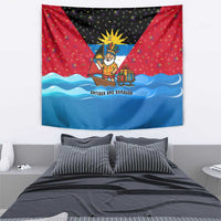 Antigua and Barbuda Christmas Tapestry with Santa Sailboat Island Flag and Tropical Gift Design - Wonder Print Shop