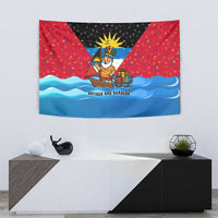 Antigua and Barbuda Christmas Tapestry with Santa Sailboat Island Flag and Tropical Gift Design - Wonder Print Shop