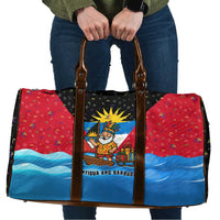 Antigua and Barbuda Christmas Travel Bag with Santa Sailboat Island Flag and Tropical Gift Design - Wonder Print Shop