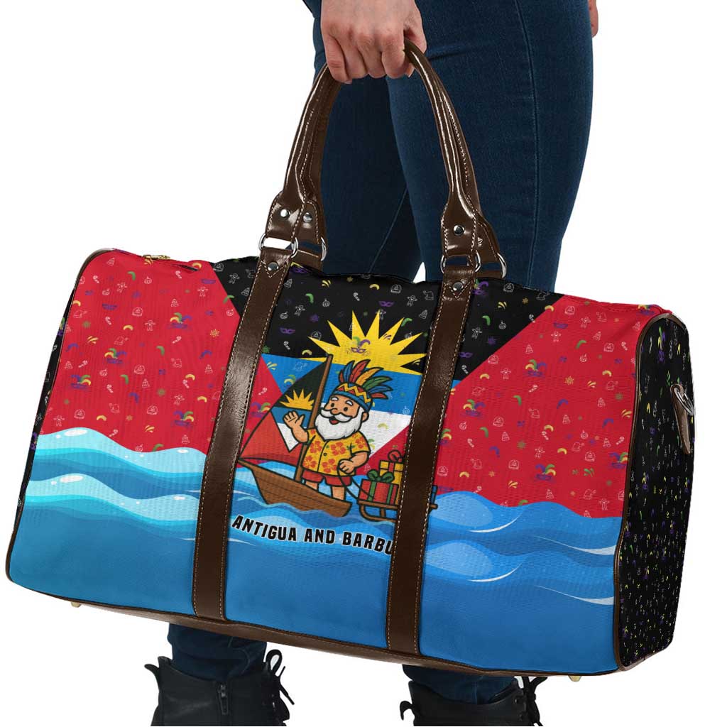 Antigua and Barbuda Christmas Travel Bag with Santa Sailboat Island Flag and Tropical Gift Design - Wonder Print Shop