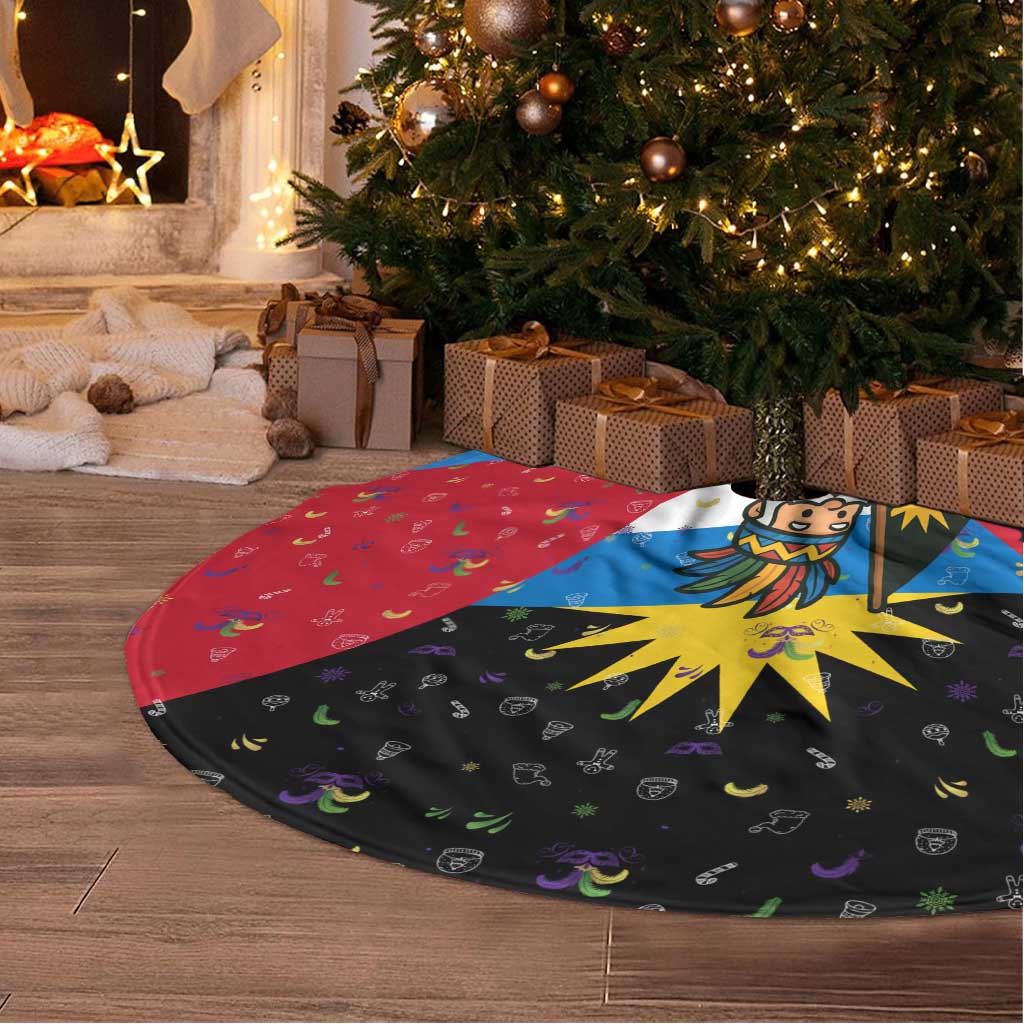 Antigua and Barbuda Christmas Tree Skirt with Santa Sailboat Island Flag and Tropical Gift Design - Wonder Print Shop