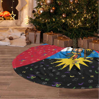 Antigua and Barbuda Christmas Tree Skirt with Santa Sailboat Island Flag and Tropical Gift Design - Wonder Print Shop
