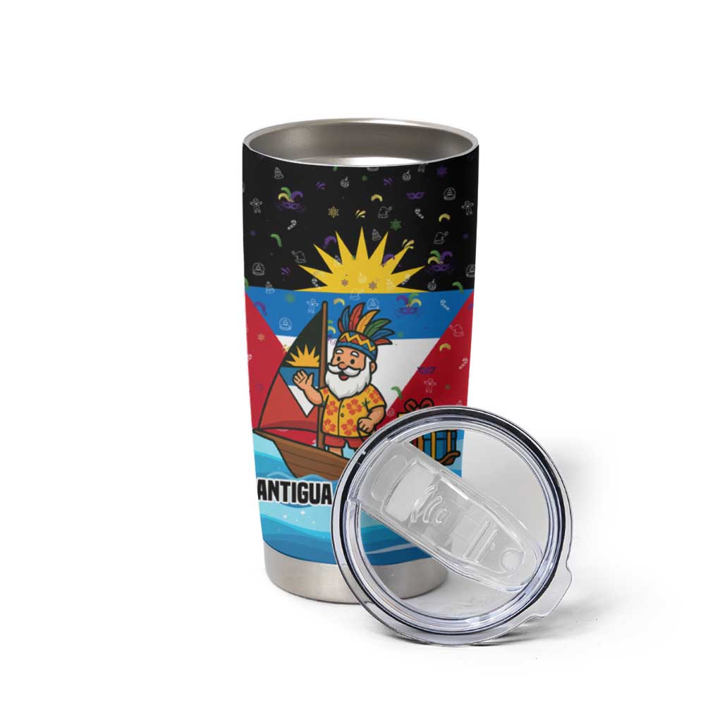 Antigua and Barbuda Christmas Tumbler Cup with Santa Sailboat Island Flag and Tropical Gift Design - Wonder Print Shop