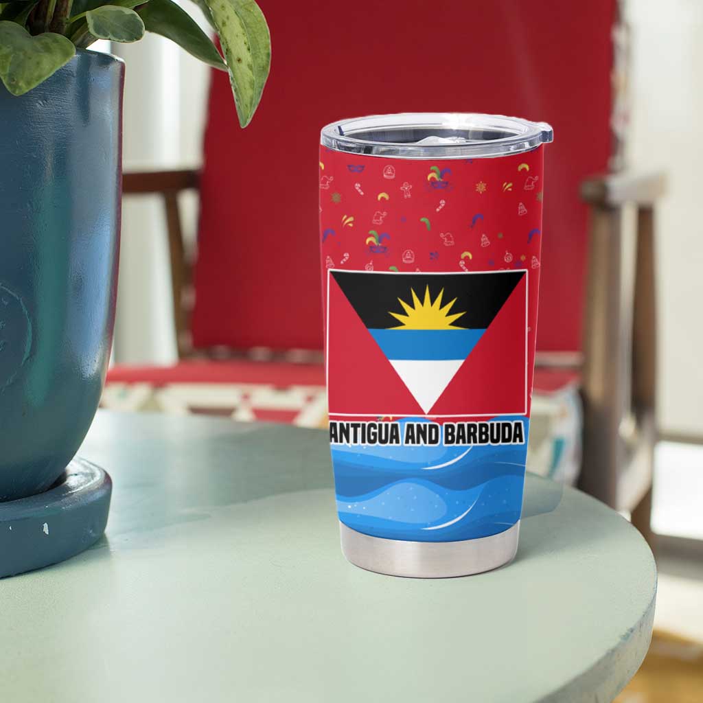 Antigua and Barbuda Christmas Tumbler Cup with Santa Sailboat Island Flag and Tropical Gift Design - Wonder Print Shop