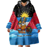 Antigua and Barbuda Christmas Wearable Blanket Hoodie with Santa Sailboat Island Flag and Tropical Gift Design - Wonder Print Shop
