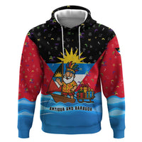 Antigua and Barbuda Christmas Zip Hoodie with Santa Sailboat Island Flag and Tropical Gift Design - Wonder Print Shop
