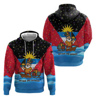 Antigua and Barbuda Christmas Zip Hoodie with Santa Sailboat Island Flag and Tropical Gift Design - Wonder Print Shop