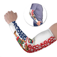 Panama Christmas Arm Sleeves with Tropical Santa National Coat of Arms and Festive Pattern Design - Wonder Print Shop