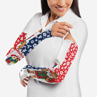 Panama Christmas Arm Sleeves with Tropical Santa National Coat of Arms and Festive Pattern Design - Wonder Print Shop