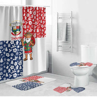 Panama Christmas Bathroom Set with Tropical Santa National Coat of Arms and Festive Pattern Design - Wonder Print Shop
