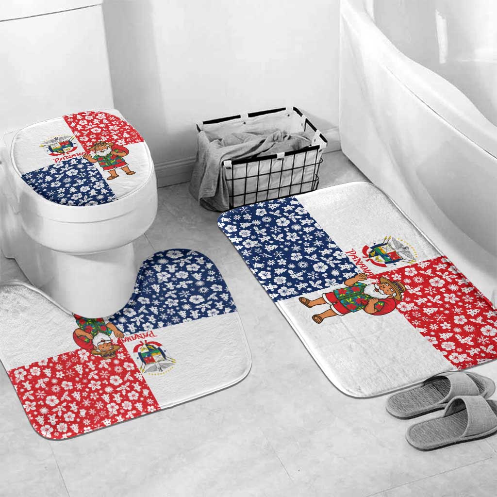 Panama Christmas Bathroom Set with Tropical Santa National Coat of Arms and Festive Pattern Design - Wonder Print Shop