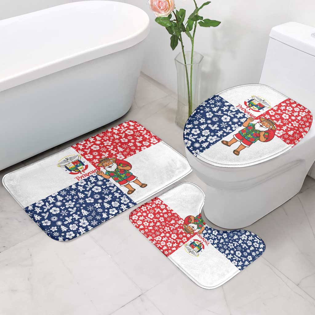 Panama Christmas Bathroom Set with Tropical Santa National Coat of Arms and Festive Pattern Design - Wonder Print Shop