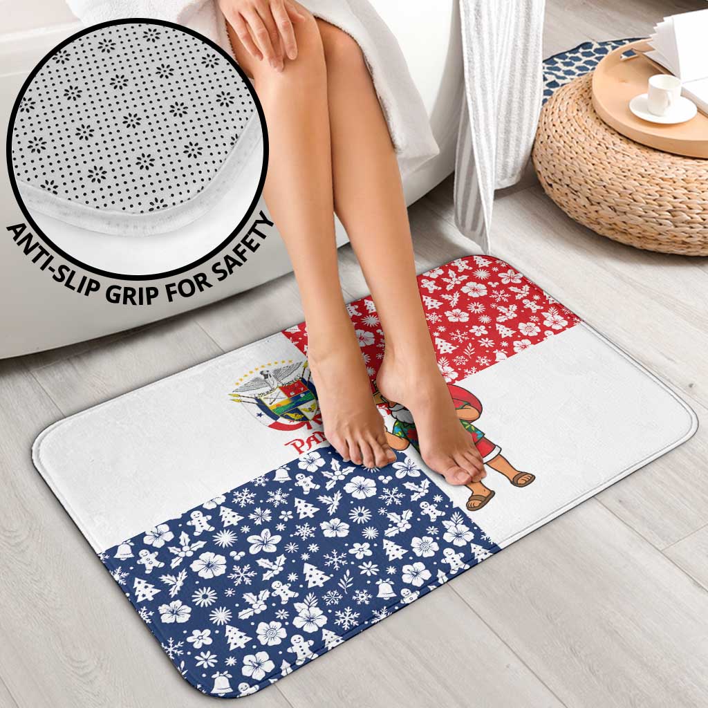 Panama Christmas Bathroom Set with Tropical Santa National Coat of Arms and Festive Pattern Design - Wonder Print Shop