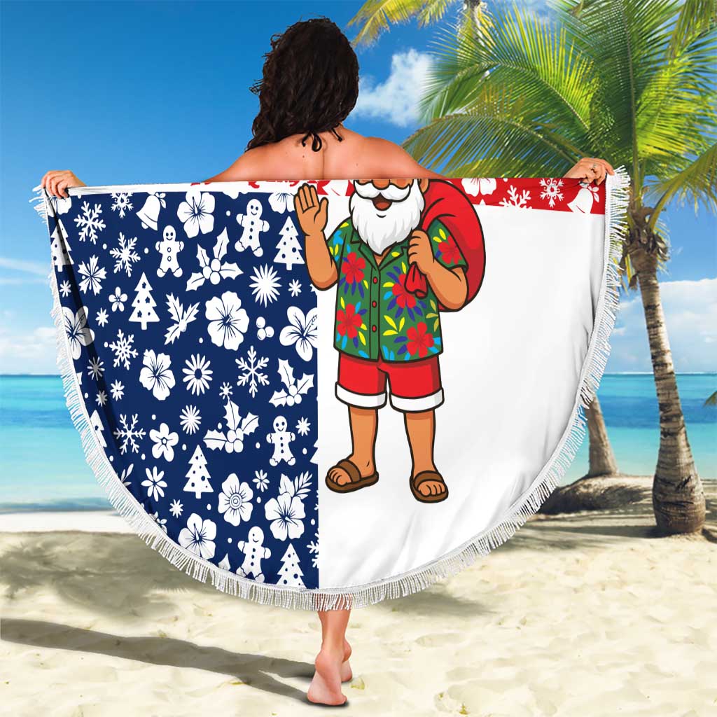 Panama Christmas Beach Blanket with Tropical Santa National Coat of Arms and Festive Pattern Design - Wonder Print Shop