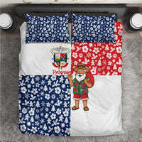 Panama Christmas Bedding Set with Tropical Santa National Coat of Arms and Festive Pattern Design - Wonder Print Shop