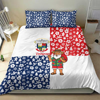 Panama Christmas Bedding Set with Tropical Santa National Coat of Arms and Festive Pattern Design - Wonder Print Shop