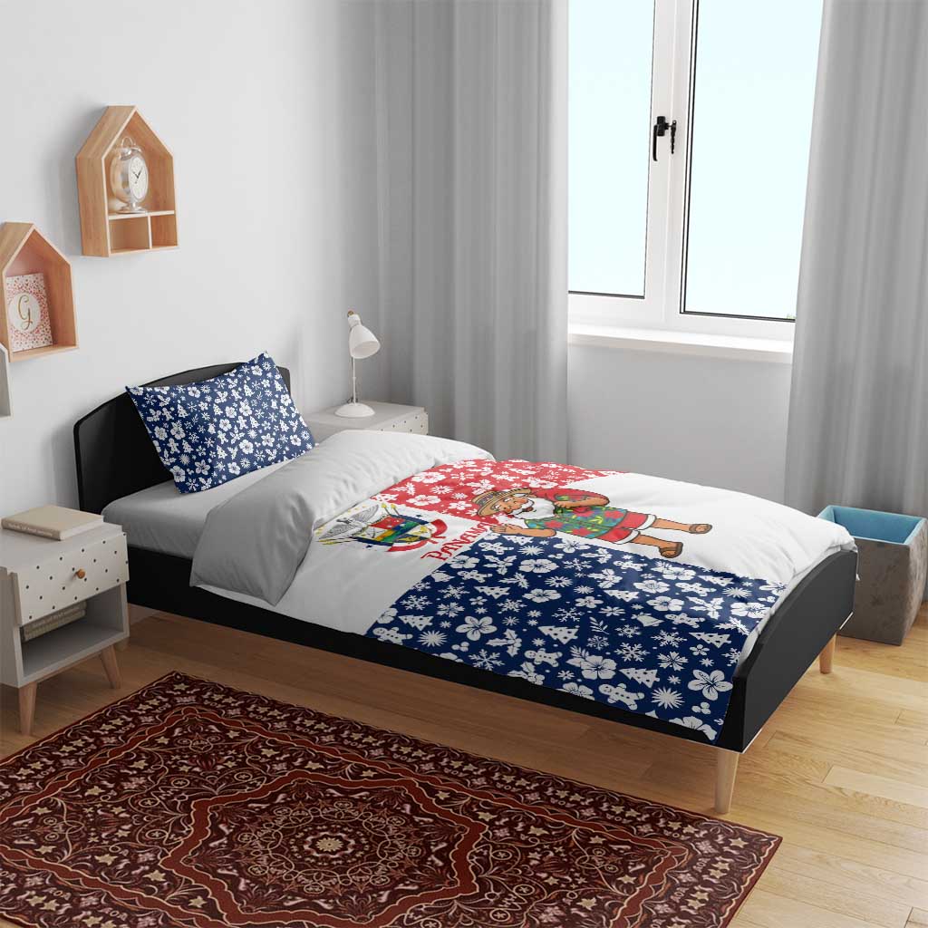 Panama Christmas Bedding Set with Tropical Santa National Coat of Arms and Festive Pattern Design - Wonder Print Shop