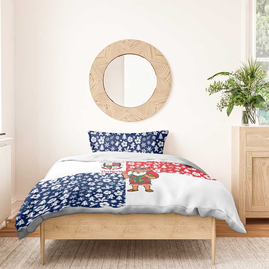 Panama Christmas Bedding Set with Tropical Santa National Coat of Arms and Festive Pattern Design - Wonder Print Shop