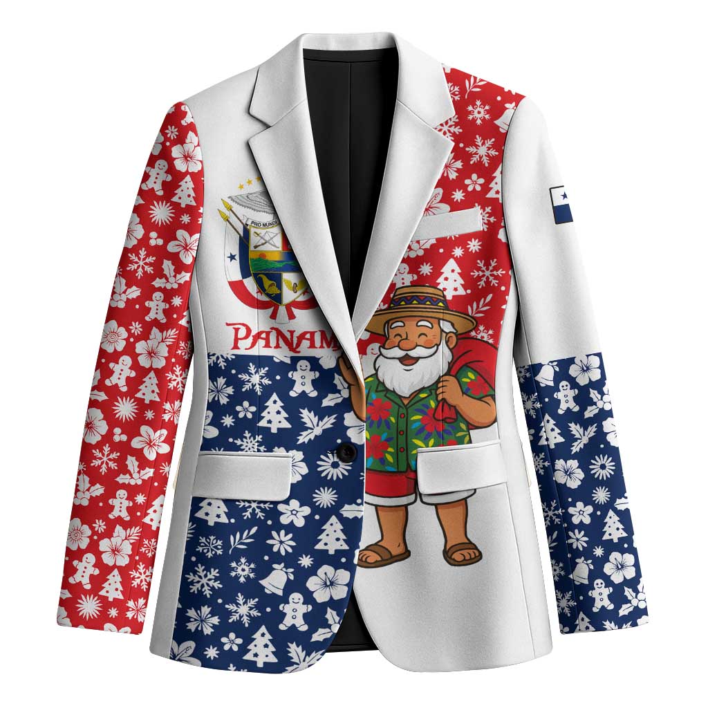 Panama Christmas Blazer with Tropical Santa National Coat of Arms and Festive Pattern Design - Wonder Print Shop