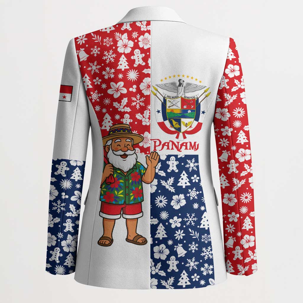 Panama Christmas Blazer with Tropical Santa National Coat of Arms and Festive Pattern Design - Wonder Print Shop