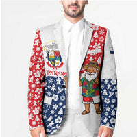 Panama Christmas Blazer with Tropical Santa National Coat of Arms and Festive Pattern Design - Wonder Print Shop