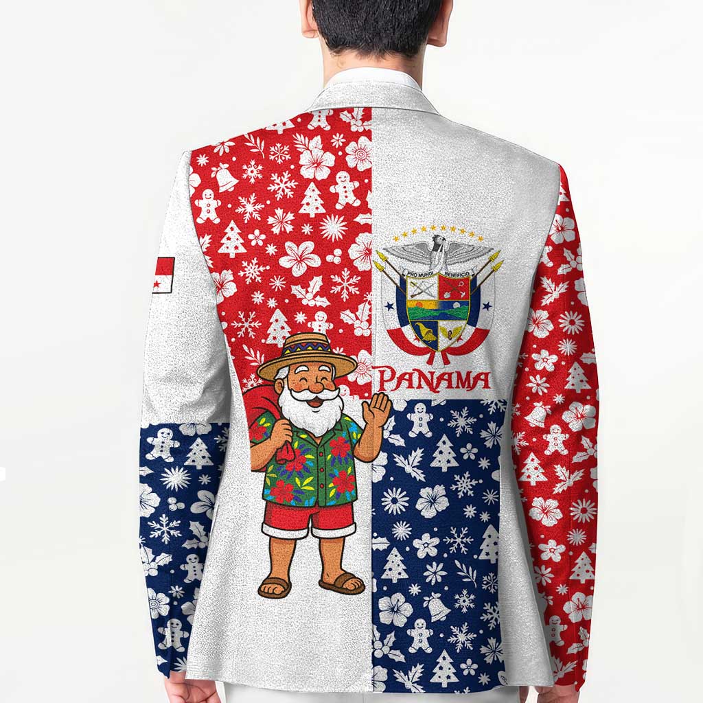 Panama Christmas Blazer with Tropical Santa National Coat of Arms and Festive Pattern Design - Wonder Print Shop
