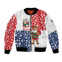 Panama Christmas Bomber Jacket with Tropical Santa National Coat of Arms and Festive Pattern Design - Wonder Print Shop