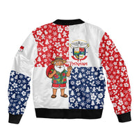 Panama Christmas Bomber Jacket with Tropical Santa National Coat of Arms and Festive Pattern Design - Wonder Print Shop