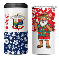 Panama Christmas 4 in 1 Can Cooler Tumbler with Tropical Santa National Coat of Arms and Festive Pattern Design - Wonder Print Shop