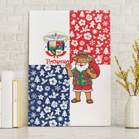 Panama Christmas Canvas Wall Art with Tropical Santa National Coat of Arms and Festive Pattern Design - Wonder Print Shop