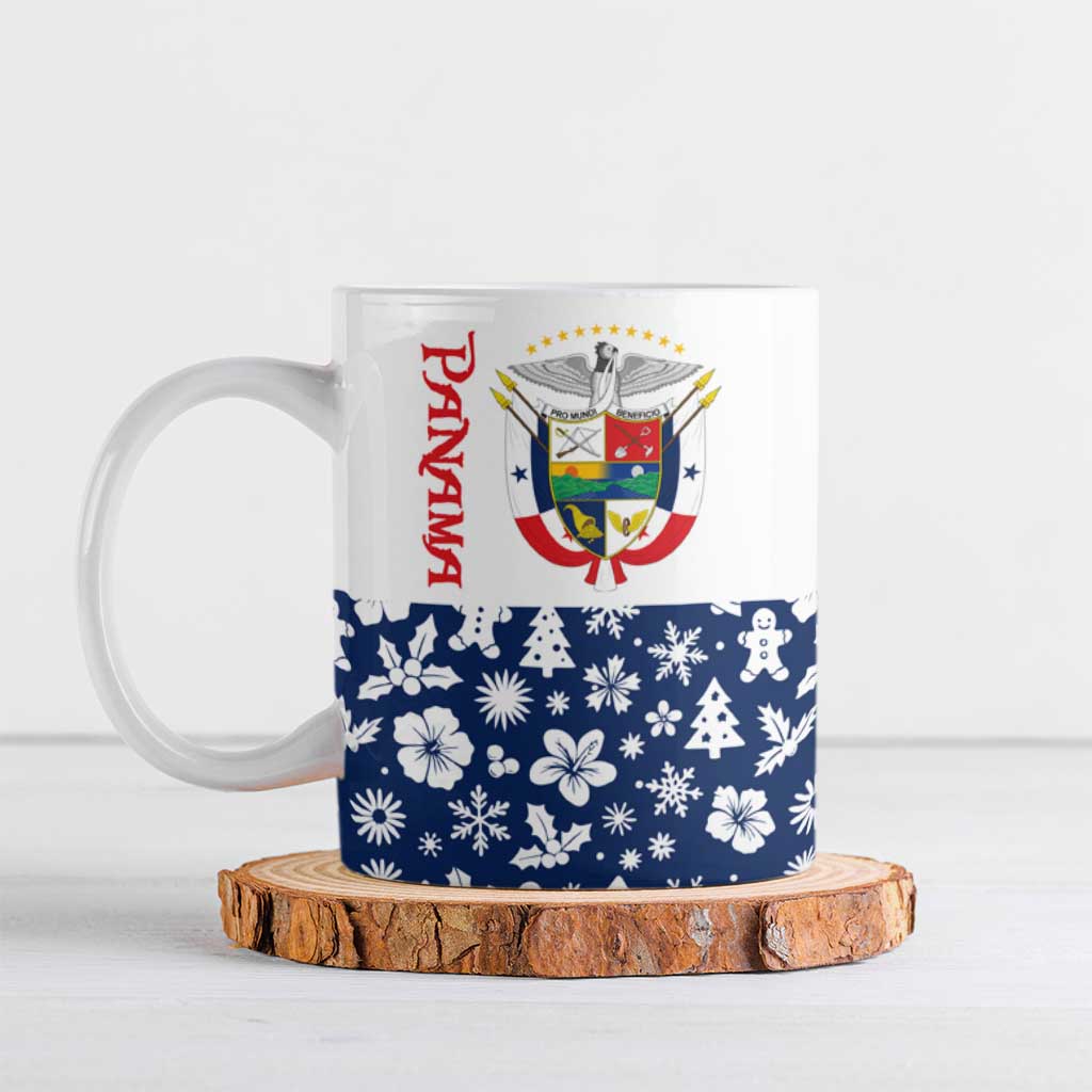 Panama Christmas Ceramic Mug with Tropical Santa National Coat of Arms and Festive Pattern Design - Wonder Print Shop