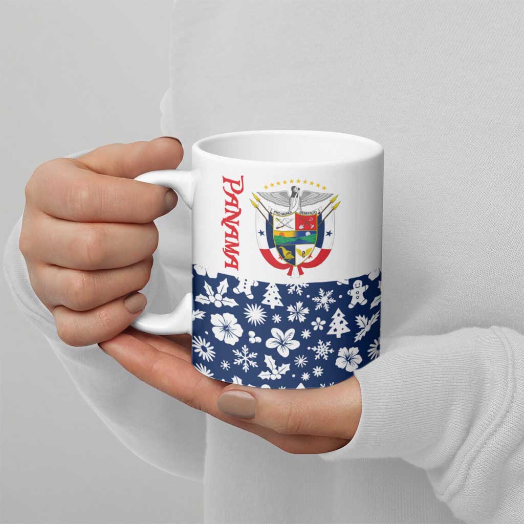 Panama Christmas Ceramic Mug with Tropical Santa National Coat of Arms and Festive Pattern Design - Wonder Print Shop