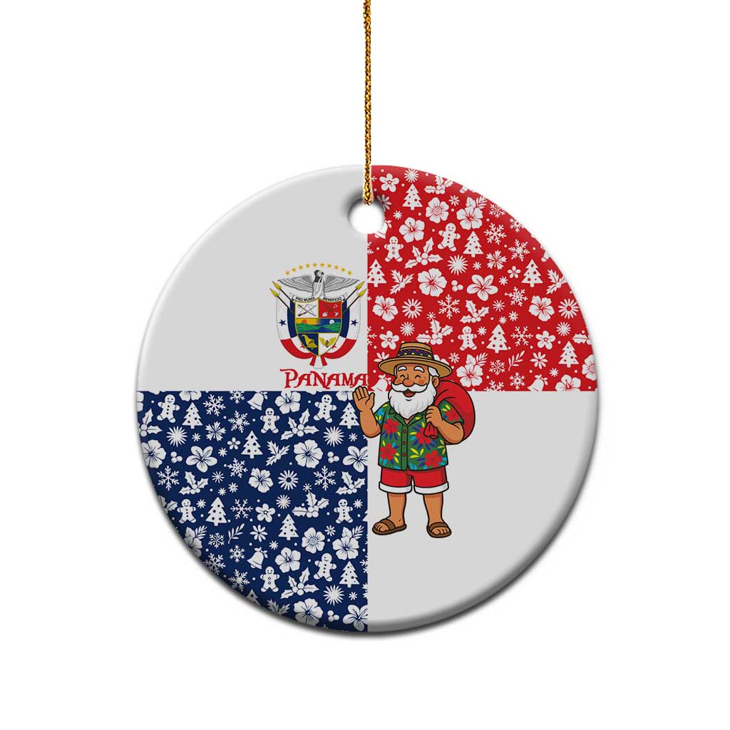 Panama Christmas Ceramic Ornament with Tropical Santa National Coat of Arms and Festive Pattern Design - Wonder Print Shop