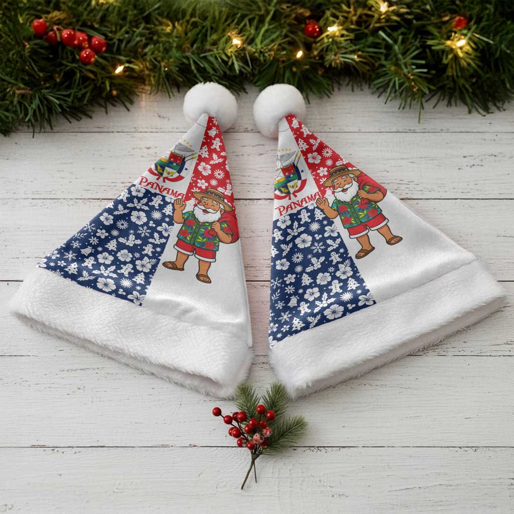 Panama Christmas Santa Hat with Tropical Santa National Coat of Arms and Festive Pattern Design - Wonder Print Shop