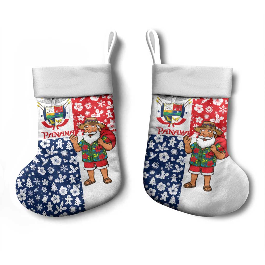 Panama Christmas Stocking with Tropical Santa National Coat of Arms and Festive Pattern Design - Wonder Print Shop