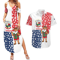 Panama Christmas Couples Matching Summer Maxi Dress and Hawaiian Shirt with Tropical Santa National Coat of Arms and Festive Pattern Design - Wonder Print Shop